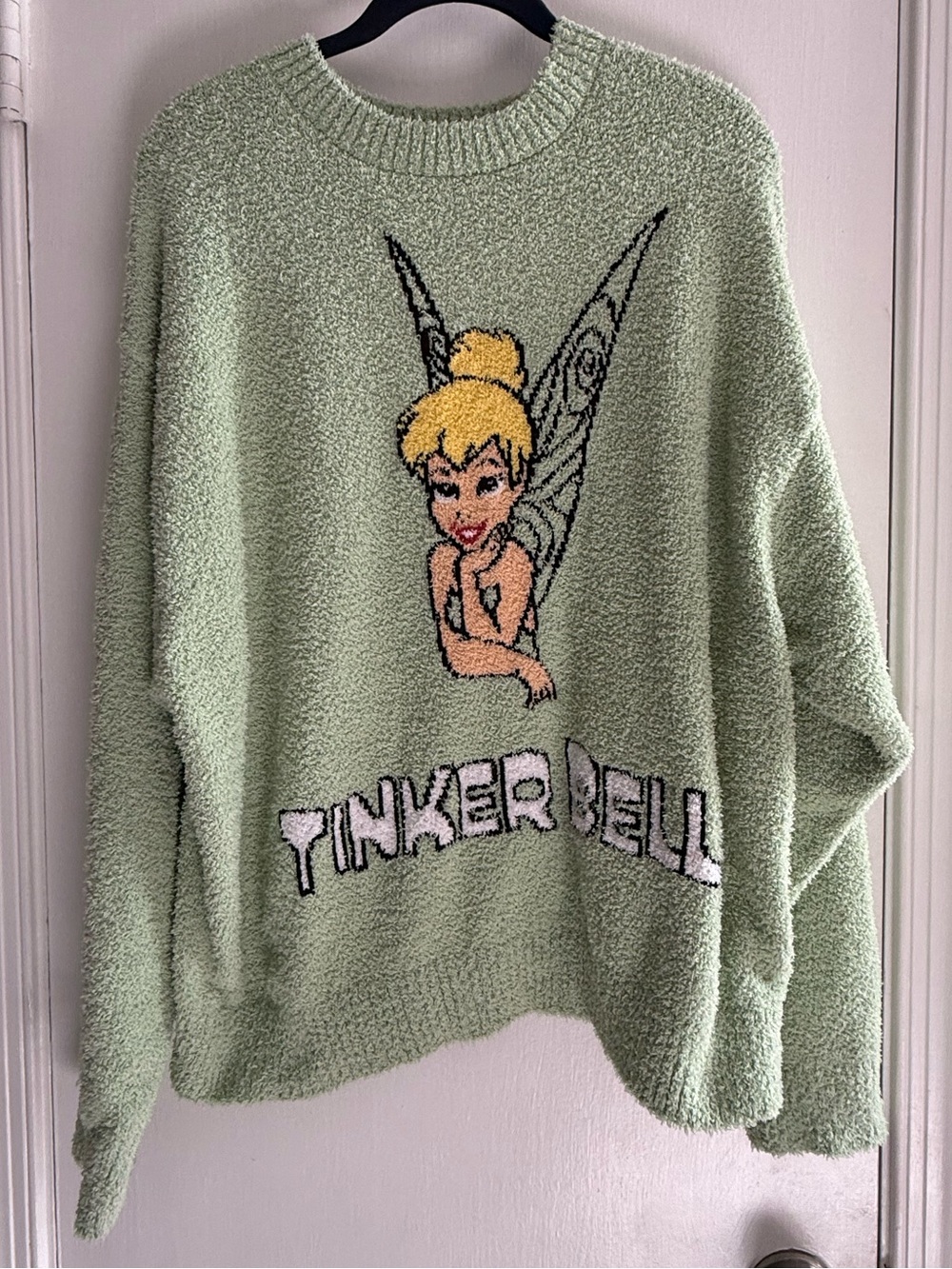Disney Tinker Bell Plush Knit Sweater - Light Green Size L | 0030